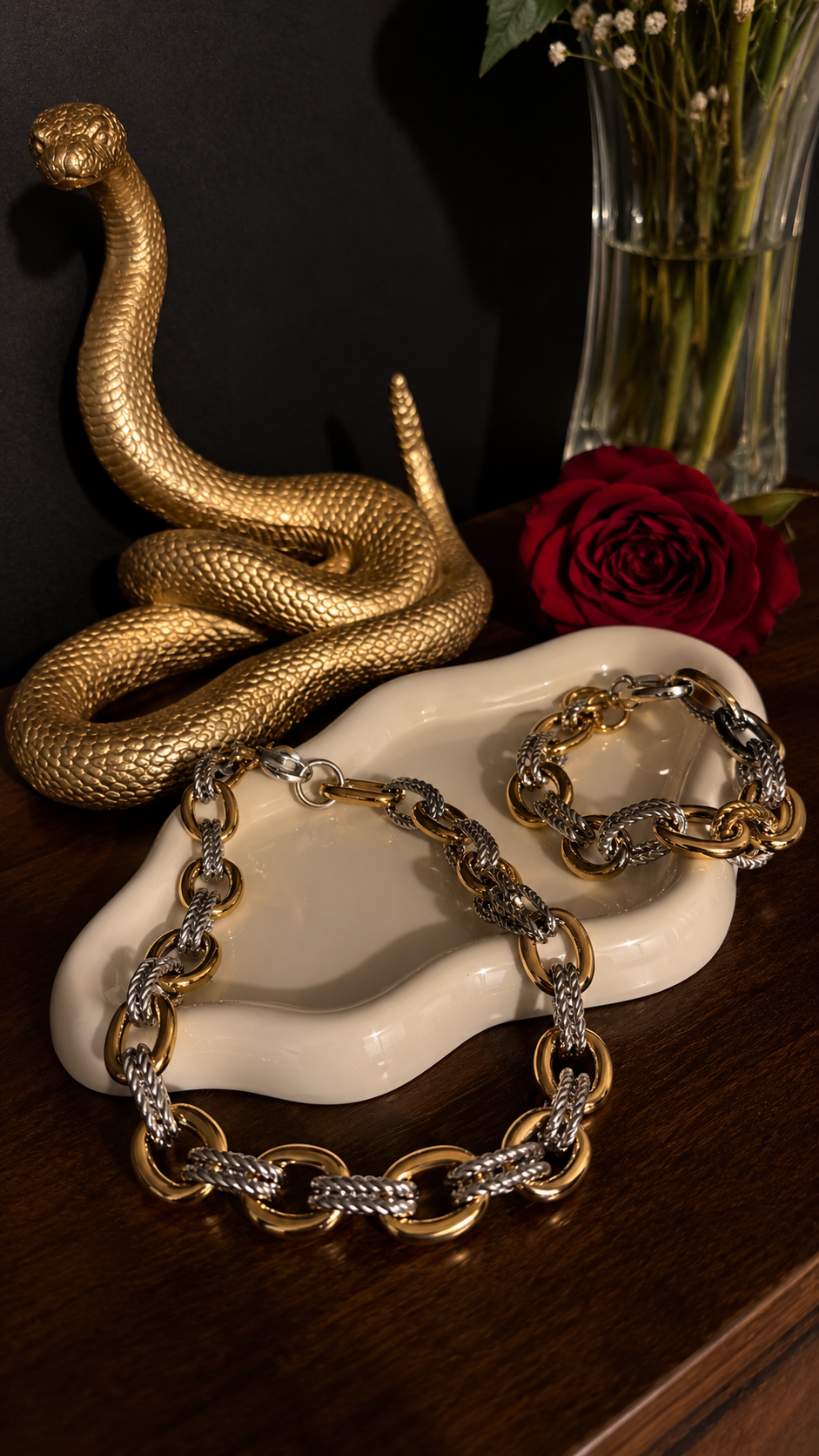 Elena set - Conjunto collar y pulsera dos tonos