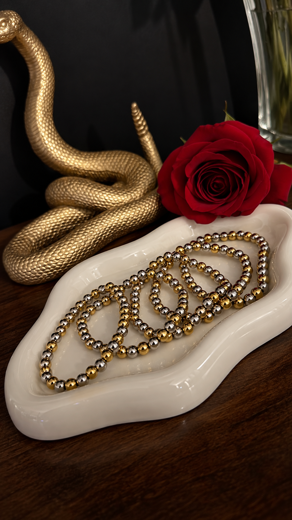 Lucía bracelet - bolitas - dos tonos/dorado/plateado