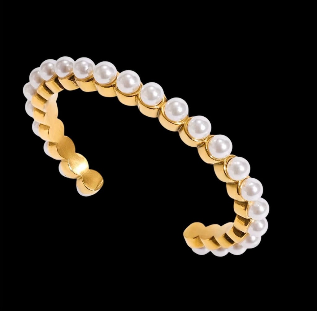Perla bangle - Pulsera de perlas con oro