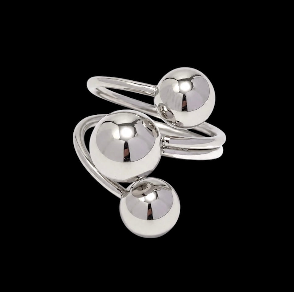 Mayela ring - Sortija de esferas oro - plata - dos tonos